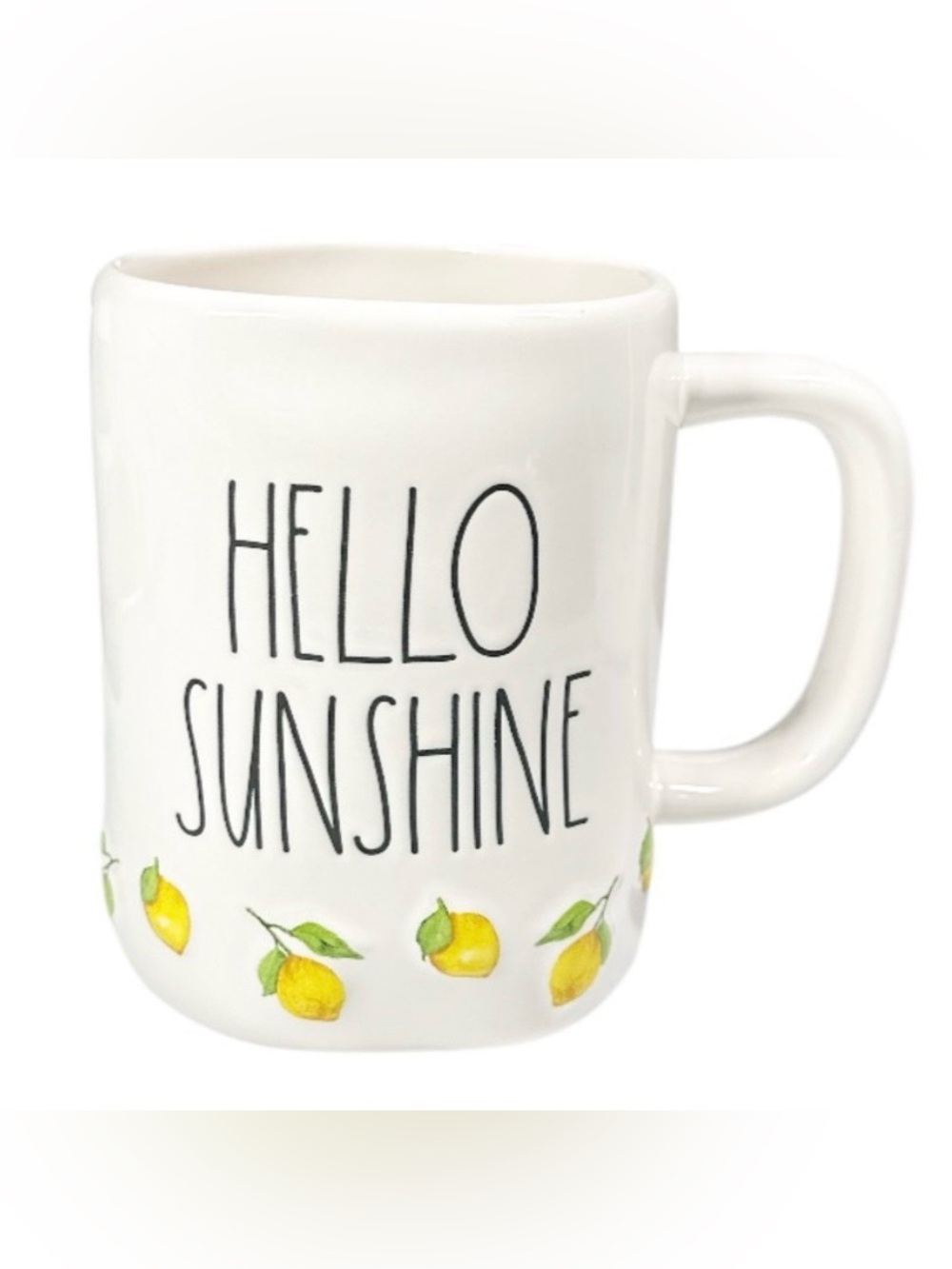 Rae Dunn “Hello Sunshine “Mug Double Sided with Yellow Lemon Design